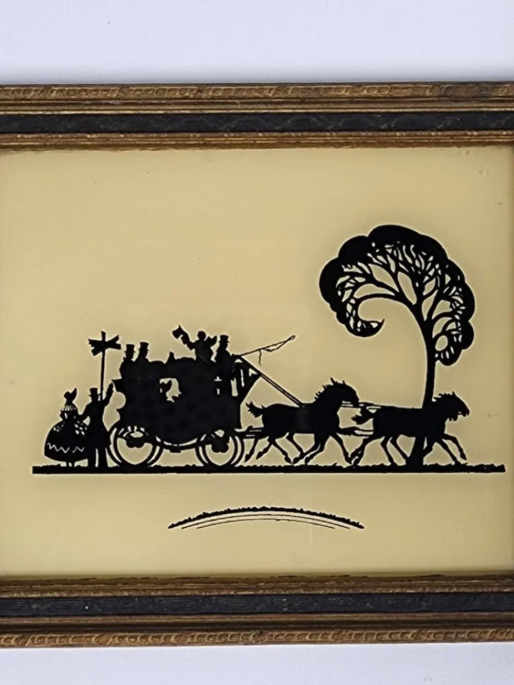 Vintage Reliance Ye Coach Stop Breaking Away T-3 Glass Silhouette Art Pair